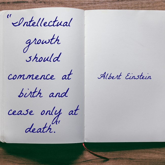 Intellectual growth should commence at birth and cease only at death. - Albert Einstein