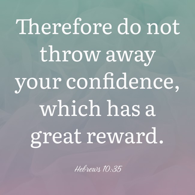 Therefore do not throw away your confidence, which has a great reward. - Hebrews 10:35