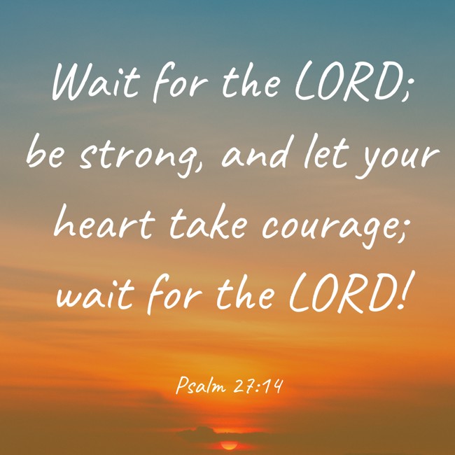 Wait for the LORD; be strong, and let your heart take courage; wait for the LORD! - Psalm 27:14