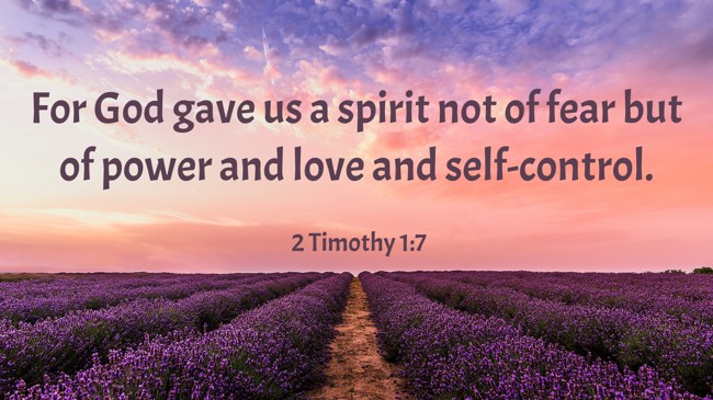 For God gave us a spirit not of fear but of power and love and self-control. - 2 Timothy 1:7