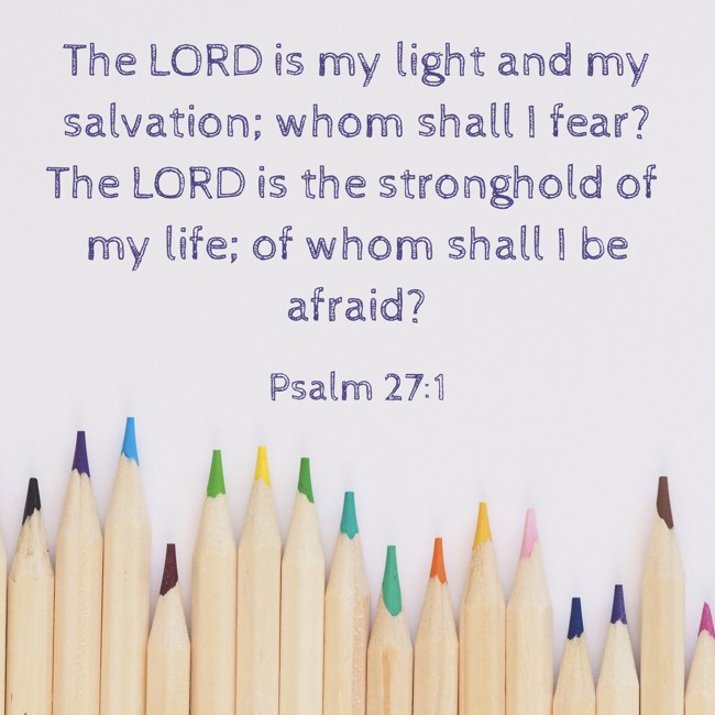 The LORD is my light and my salvation; whom shall I fear? The LORD is the stronghold of my life; of whom shall I be afraid? - Psalm 27:1
