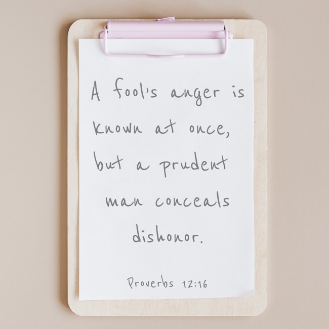 A fool’s anger is known at once, but a prudent man conceals dishonor. - Proverbs 12:16