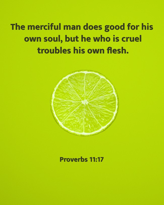 The merciful man does good for his own soul, but he who is cruel troubles his own flesh. - Proverbs 11:17