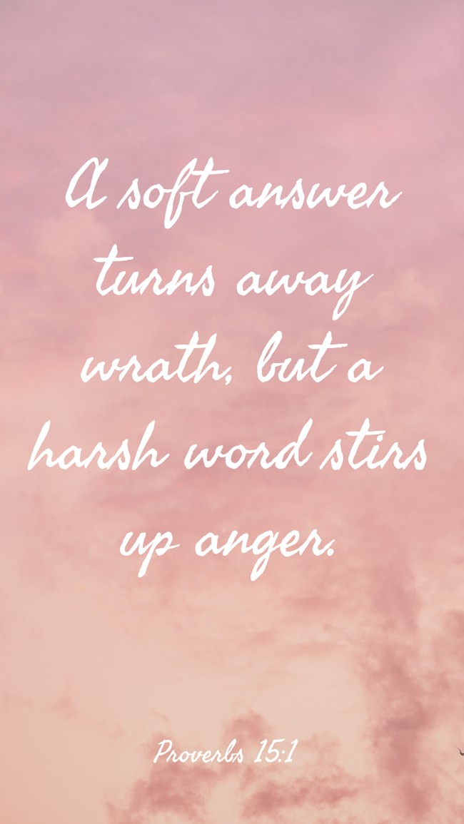 A soft answer turns away wrath, but a harsh word stirs up anger. - Proverbs 15:1
