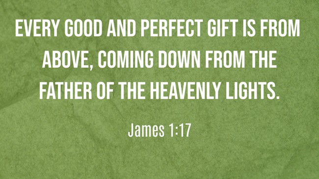 Every good and perfect gift is from above, coming down from the Father of the heavenly lights. - James 1:17