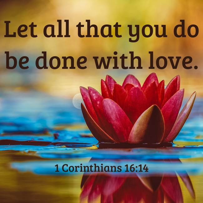 Let all that you do be done with love. - 1 Corinthians 16:14