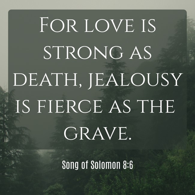 For love is strong as death, jealousy is fierce as the grave. - Song of Solomon 8:6