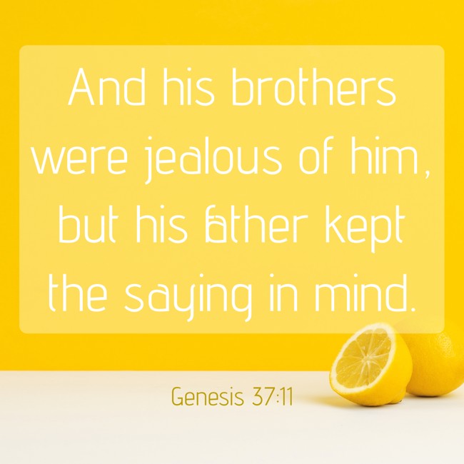 And his brothers were jealous of him, but his father kept the saying in mind. - Genesis 37:11