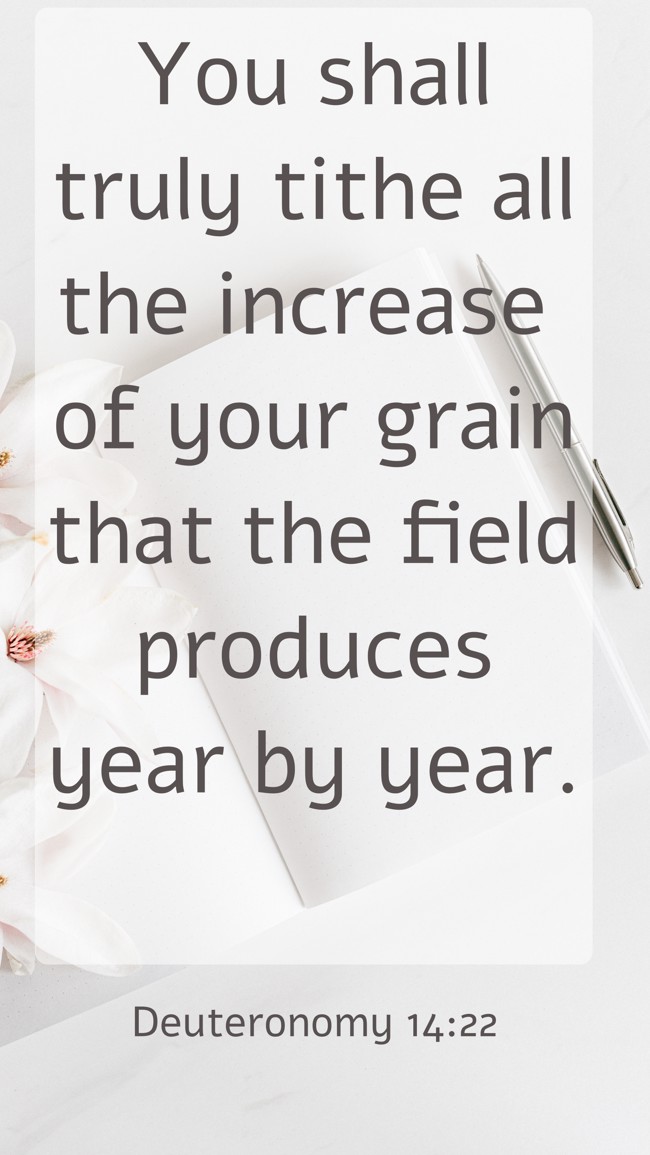 You shall truly tithe all the increase of your grain that the field produces year by year. - Deuteronomy 14:22