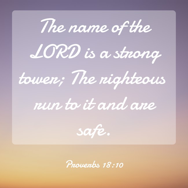 The name of the LORD is a strong tower; The righteous run to it and are safe. - Proverbs 18:10
