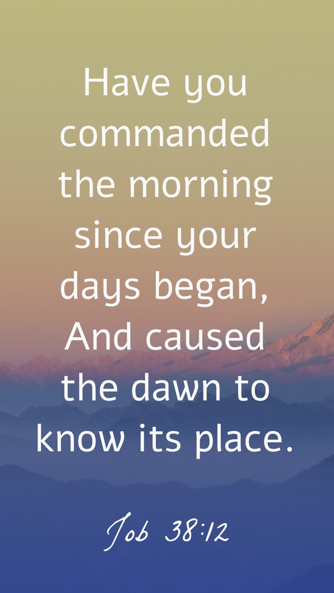Have you commanded the morning since your days began, And caused the dawn to know its place. - Job 38:12