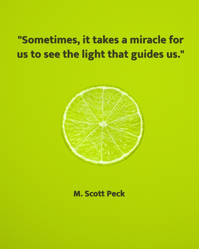 Sometimes, it takes a miracle for us to see the light that guides us. - M. Scott Peck