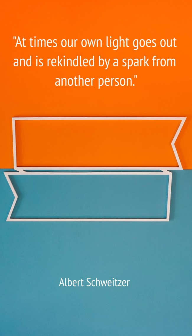 At times our own light goes out and is rekindled by a spark from another person. - Albert Schweitzer