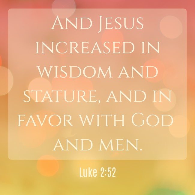  And Jesus increased in wisdom and stature, and in favor with God and men.   - Luke 2:52 