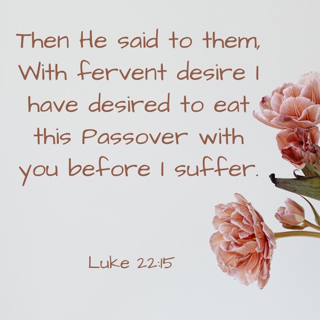  Then He said to them, With fervent desire I have desired to eat this Passover with you before I suffer.   - Luke 22:15 