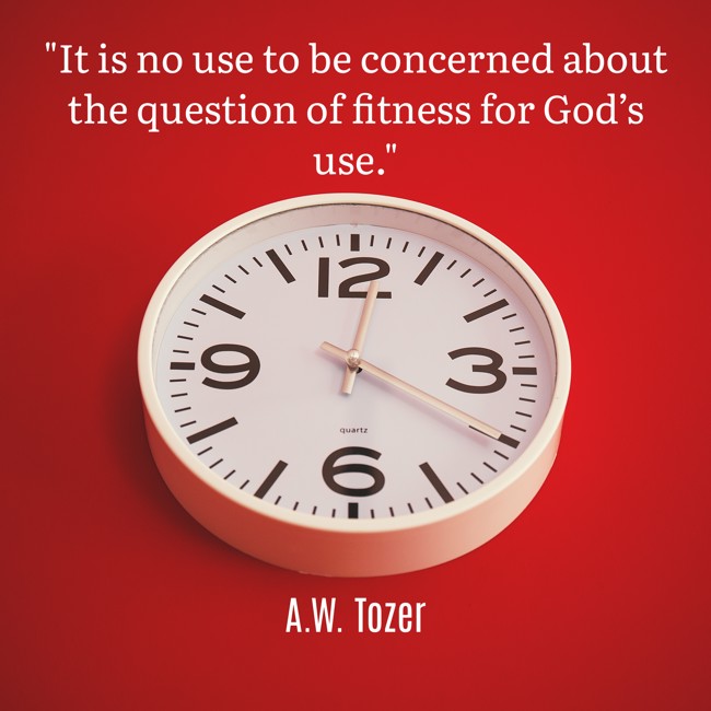 It is no use to be concerned about the question of fitness for God’s use. - A.W. Tozer