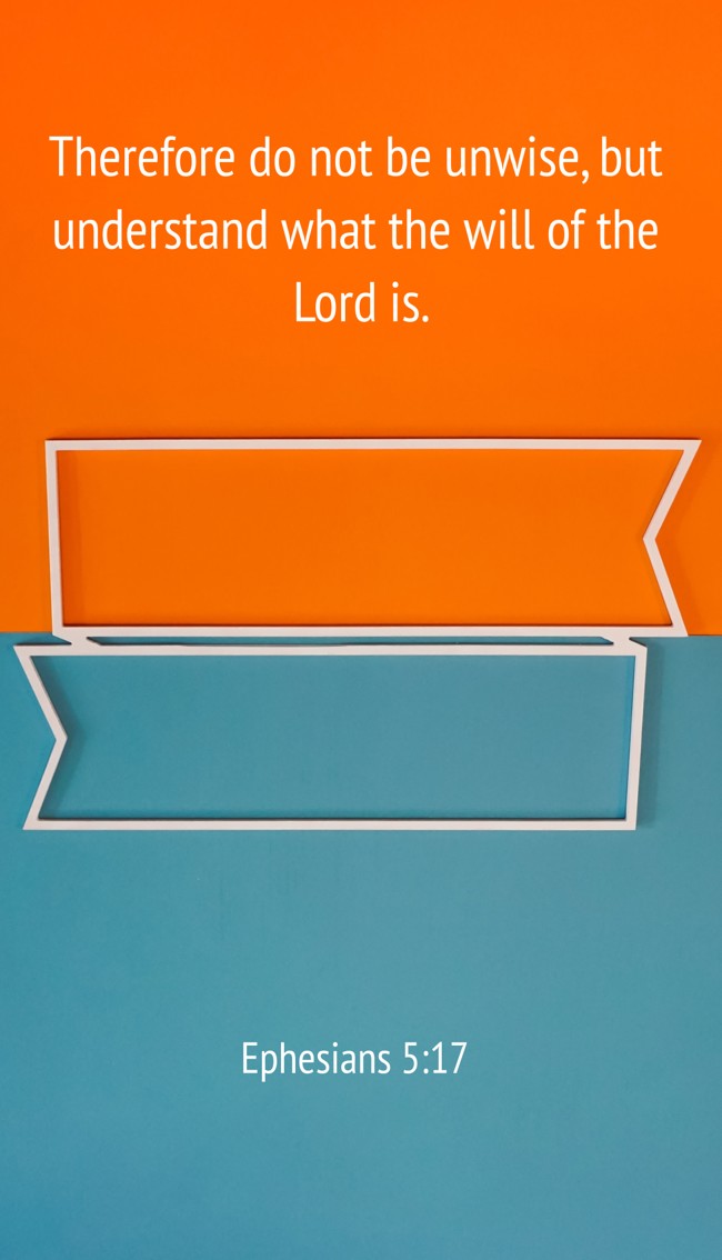  Therefore do not be unwise, but understand what the will of the Lord is.   - Ephesians 5:17 