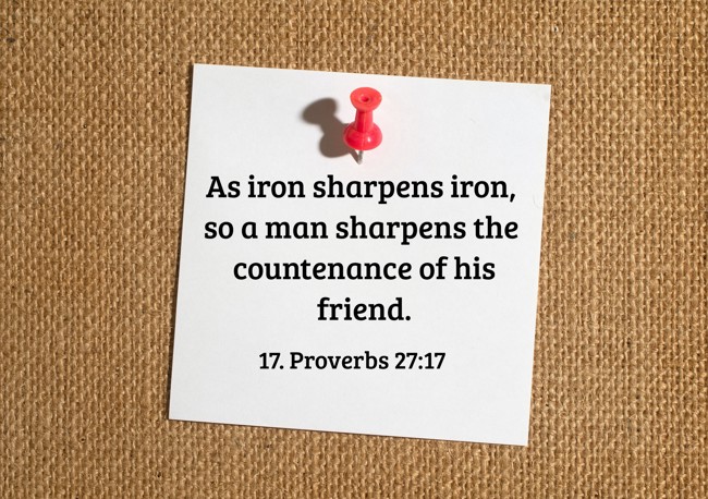 As iron sharpens iron, so a man sharpens the countenance of his friend. - 17. Proverbs 27:17