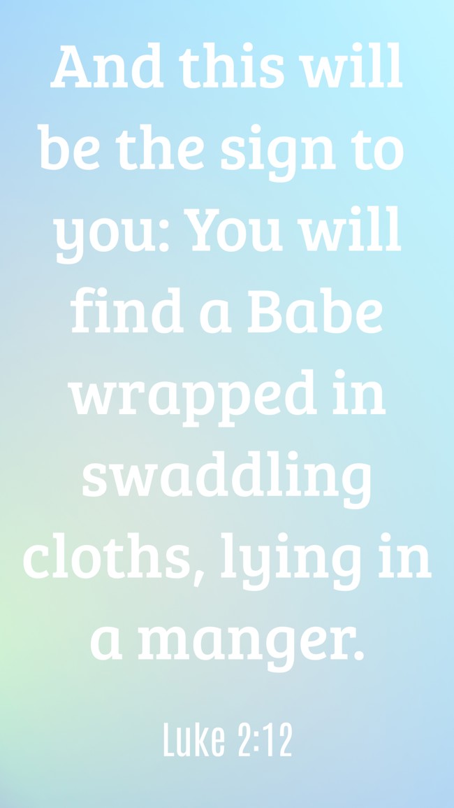 And this will be the sign to you: You will find a Babe wrapped in swaddling cloths, lying in a manger. - Luke 2:12