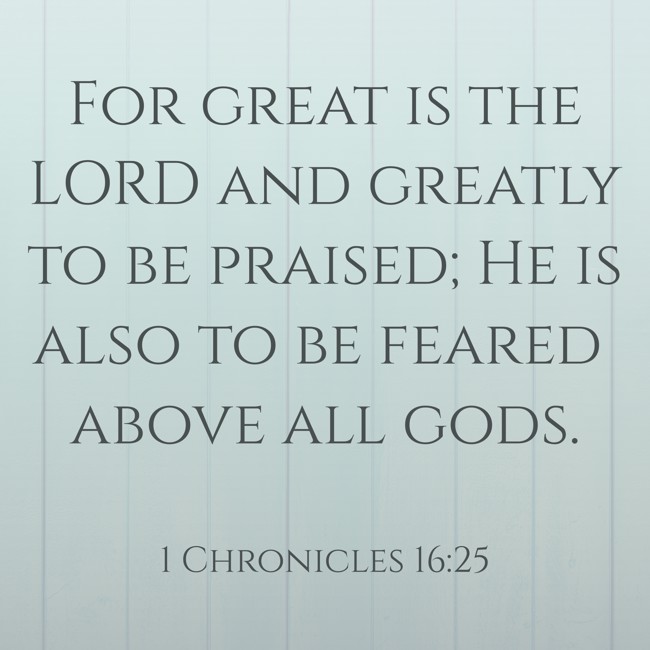 For great is the LORD and greatly to be praised; He is also to be feared above all gods. - 1 Chronicles 16:25