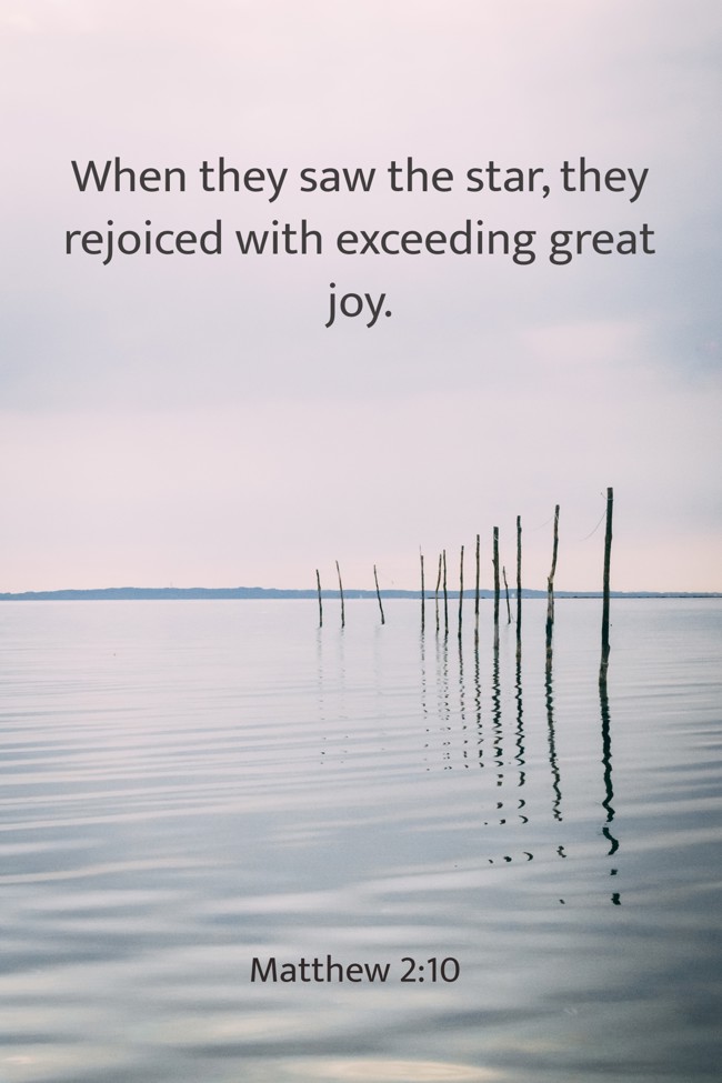 When they saw the star, they rejoiced with exceeding great joy. - Matthew 2:10