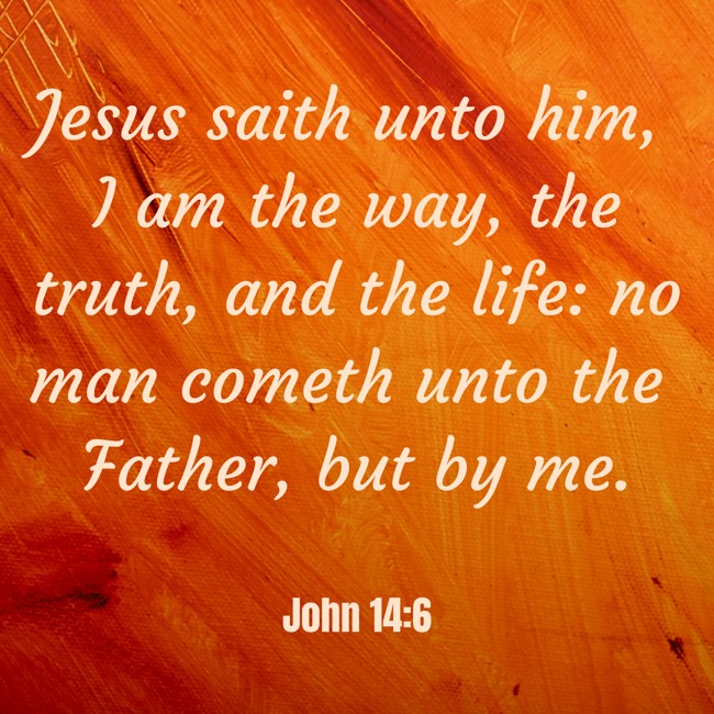 Jesus saith unto him, I am the way, the truth, and the life: no man cometh unto the Father, but by me. - John 14:6