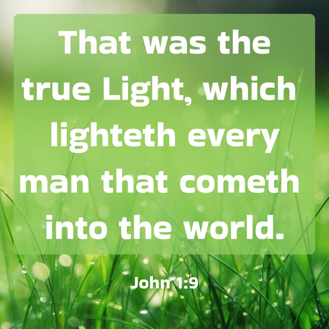 That was the true Light, which lighteth every man that cometh into the world. - John 1:9