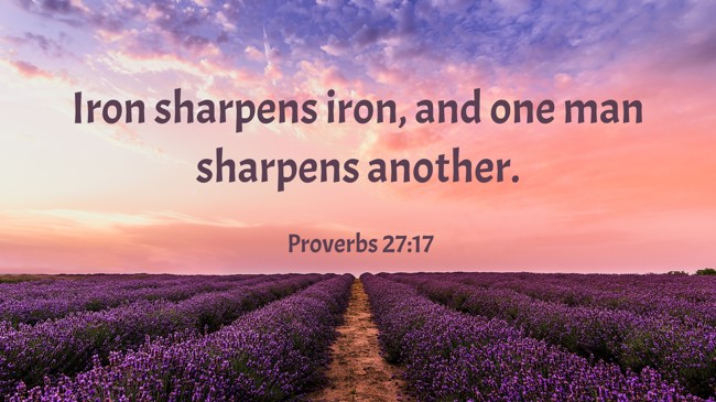 Iron sharpens iron, and one man sharpens another. - Proverbs 27:17