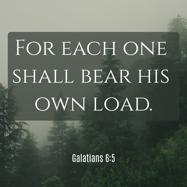 For each one shall bear his own load. - Galatians 6:5