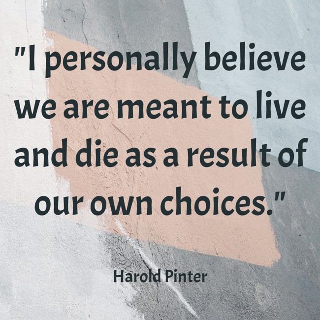 I personally believe we are meant to live and die as a result of our own choices. - Harold Pinter