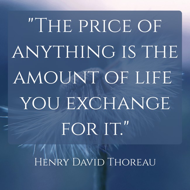 The price of anything is the amount of life you exchange for it. - Henry David Thoreau