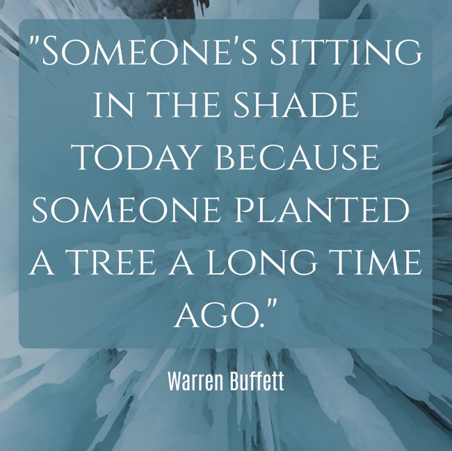 Someone's sitting in the shade today because someone planted a tree a long time ago. - Warren Buffett