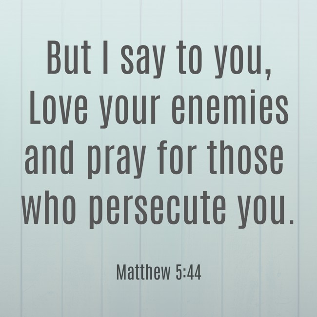 But I say to you, Love your enemies and pray for those who persecute you. - Matthew 5:44