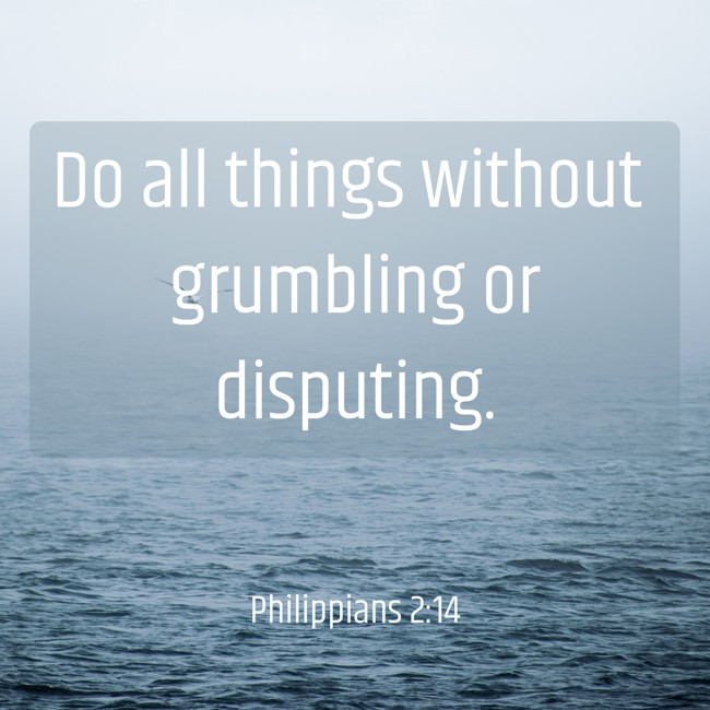 Do all things without grumbling or disputing. - Philippians 2:14