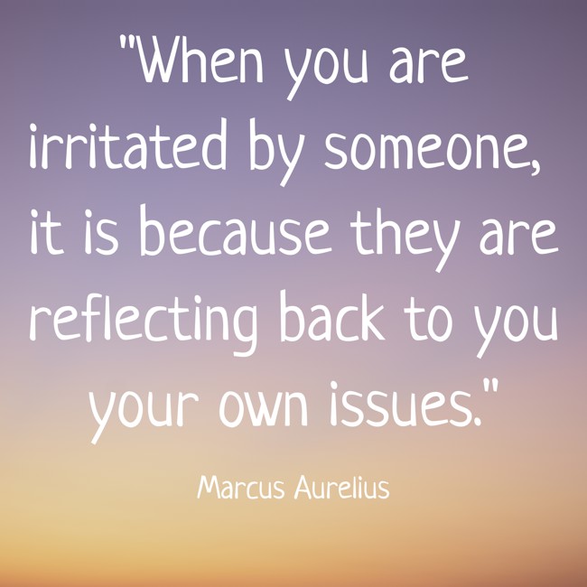 When you are irritated by someone, it is because they are reflecting back to you your own issues. - Marcus Aurelius