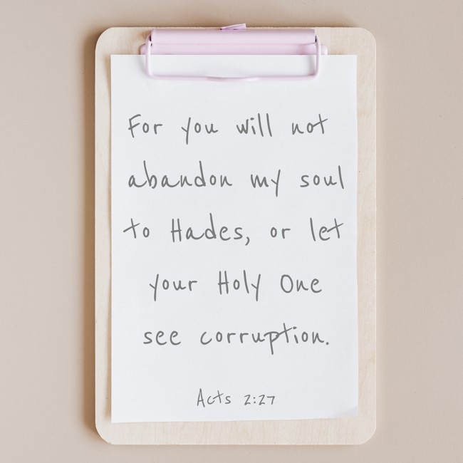 For you will not abandon my soul to Hades, or let your Holy One see corruption. - Acts 2:27