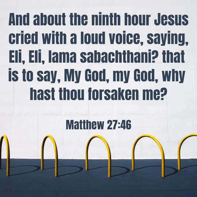 And about the ninth hour Jesus cried with a loud voice, saying, Eli, Eli, lama sabachthani? that is to say, My God, my God, why hast thou forsaken me? - Matthew 27:46