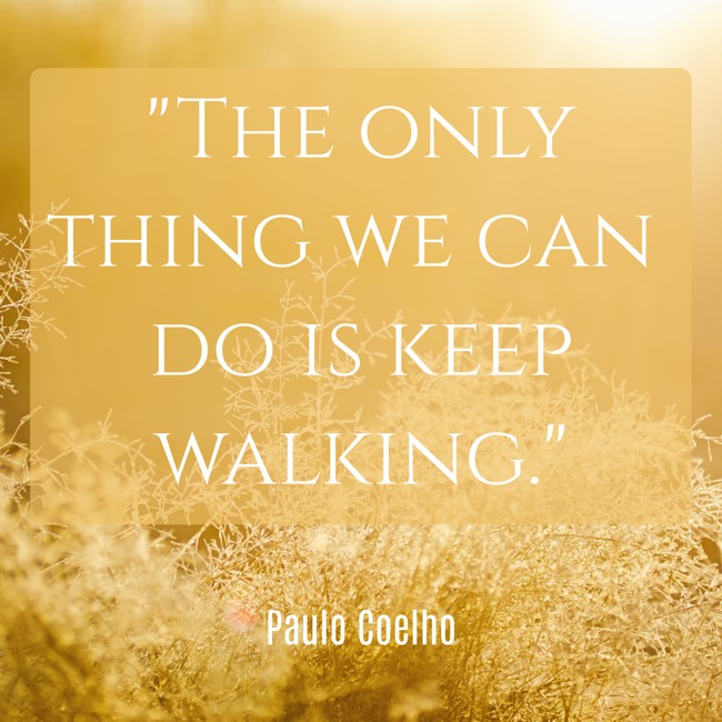 The only thing we can do is keep walking. - Paulo Coelho