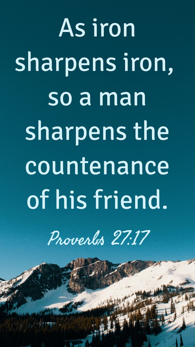  As iron sharpens iron, so a man sharpens the countenance of his friend.   - Proverbs 27:17 
