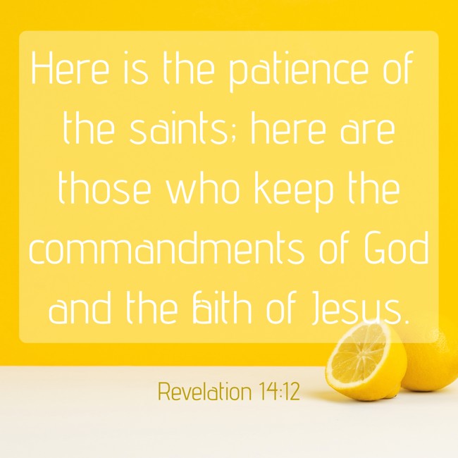 Here is the patience of the saints; here are those who keep the commandments of God and the faith of Jesus. - Revelation 14:12