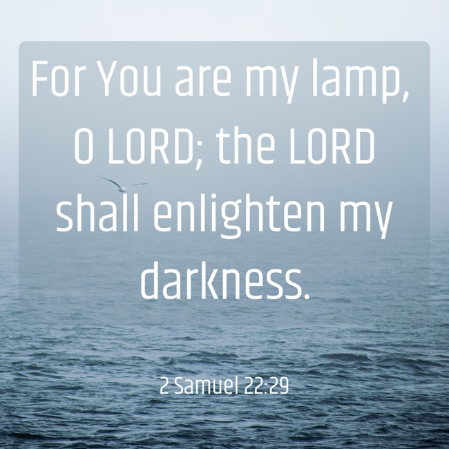 For You are my lamp, O LORD; the LORD shall enlighten my darkness. - 2 Samuel 22:29
