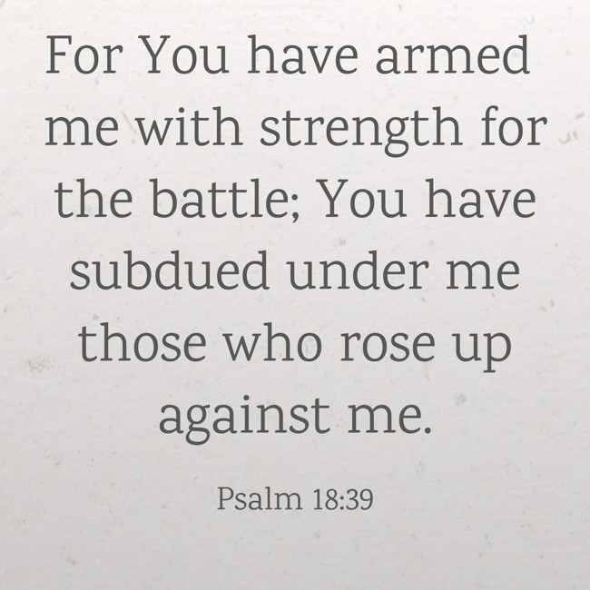 For You have armed me with strength for the battle; You have subdued under me those who rose up against me. - Psalm 18:39