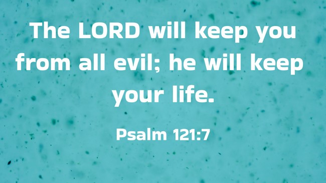 The LORD will keep you from all evil; he will keep your life. - Psalm 121:7
