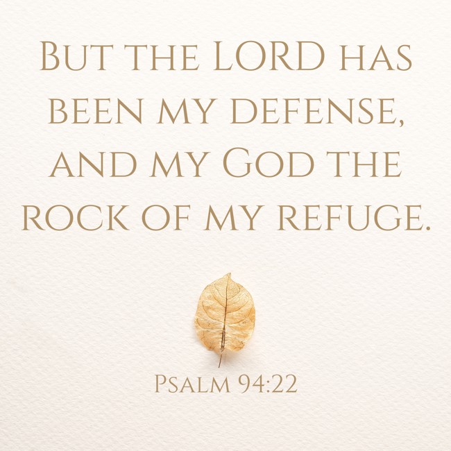 But the LORD has been my defense, and my God the rock of my refuge. - Psalm 94:22