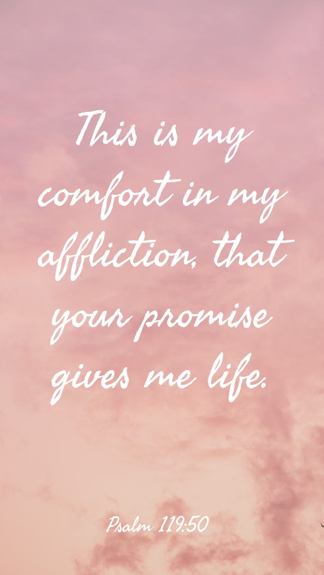 This is my comfort in my affliction, that your promise gives me life. - Psalm 119:50