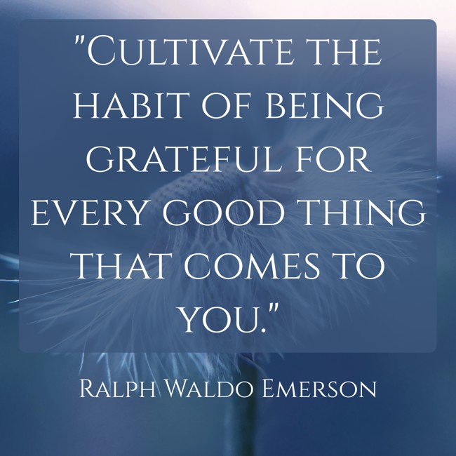 Cultivate the habit of being grateful for every good thing that comes to you. - Ralph Waldo Emerson