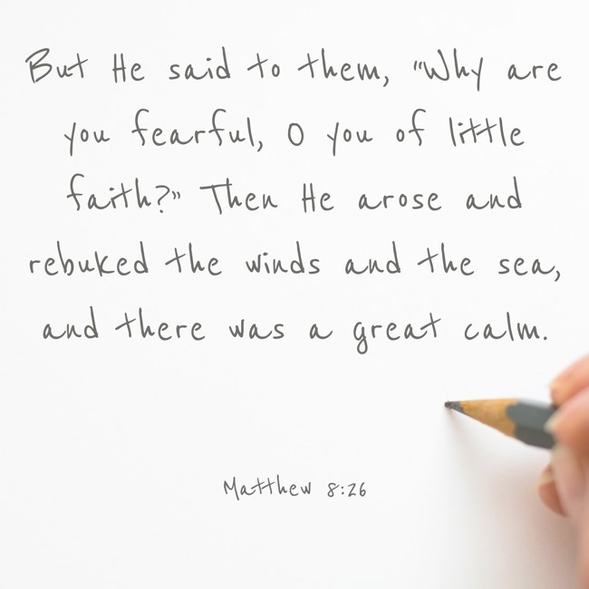 But He said to them, “Why are you fearful, O you of little faith?” Then He arose and rebuked the winds and the sea, and there was a great calm. - Matthew 8:26