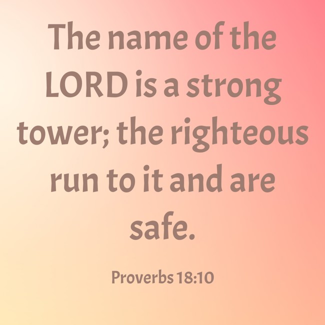 The name of the LORD is a strong tower; the righteous run to it and are safe. - Proverbs 18:10