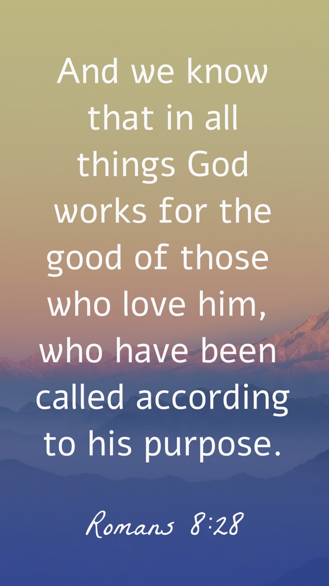 And we know that in all things God works for the good of those who love him, who have been called according to his purpose. - Romans 8:28