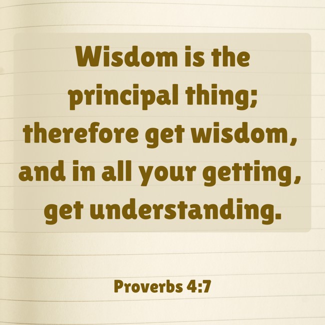 Wisdom is the principal thing; therefore get wisdom, and in all your getting, get understanding. - Proverbs 4:7